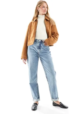 ASOS Afslappede mom-jeans med høj talje i vintage-vask-Blå