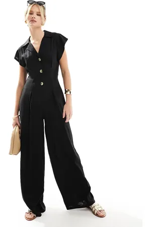 ASOS Jumpsuit i hør med krave og knapper