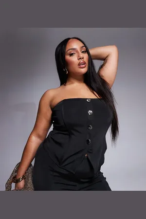 ASOS ASOS DESIGN Curve - bandeau-top i bandagestil med guldfarvede knapper - Del af sæt