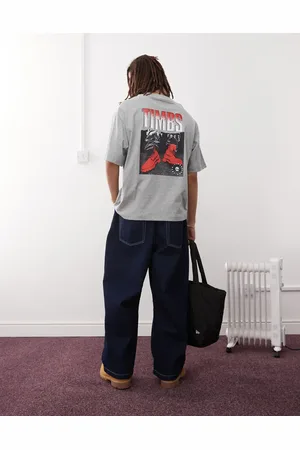 Timberland Timbs 6"" - Grå oversized T-shirt med print på ryggen