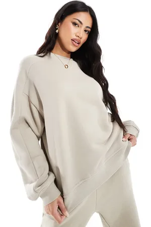 The Couture Club Essentials - Vasket oversized sweatshirt med rund hals-Neutral