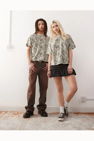 Reclaimed Unisex - T-shirt med camouflage-print i firkantet pasform-Grøn