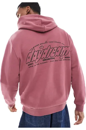 ASOS Rosa oversized hættetrøje med print på ryggen-Lyserød
