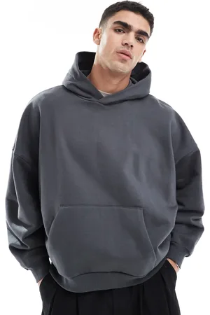 ASOS Premium - Sort forvasket og ekstremt oversized hættetrøje i 400 gsm-stof-Grå