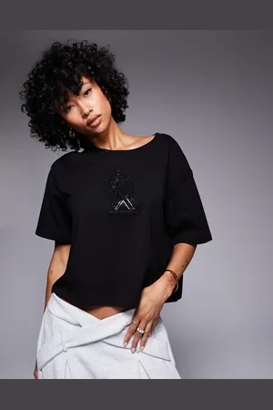Armani Exchange Cropped T-shirt med udsmykket logo