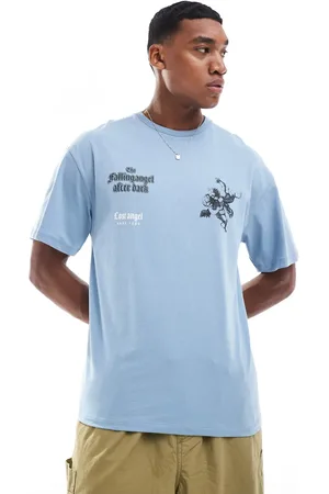 ADPT. Oversized T-shirt med print på brystet i pastelblå