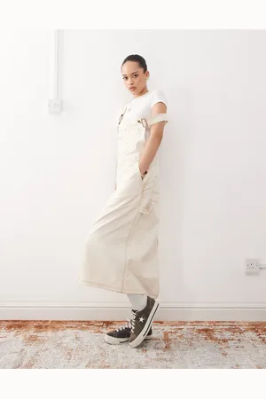 Dickies Lang offwhite overalls-denimkjole-Hvid