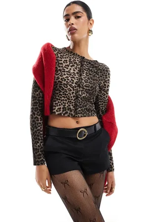 Stradivarius Cropped cardigan med leopardmønster