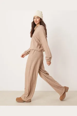 ASOS Brune lounge-bukser i bred ribstrik