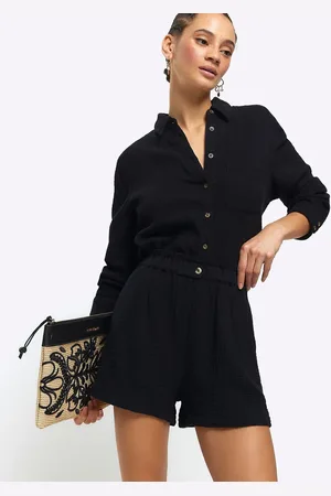 River Island Sorte shorts i hør - Del af sæt