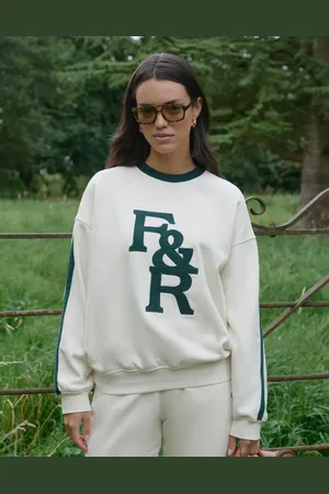 4th & Reckless Sloane - Cremehvid sweatshirt med grøn kontrast