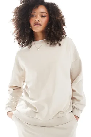 VERO MODA Havrefarvet oversized longline-sweatshirt - Del af sæt-Neutral
