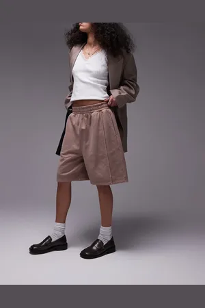 Topshop Longline-shorts i vasket lyserød syrevask