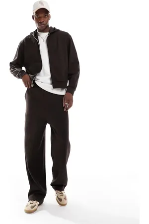 ASOS Oversized brune joggingbukser med vaffeltekstur og brede ben