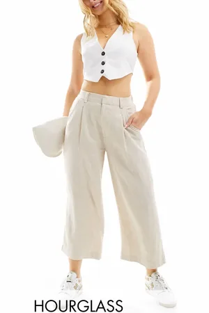 ASOS Hourglass - dad-culottebukser i hørblanding-Neutral