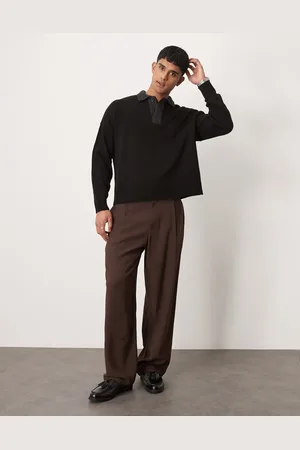 ASOS Elegante brune bukser med bred pasform-Grå