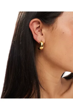 Accessorize Z - Guldbelagte hoop-øreringe i rustfrit stål med smeltet halvmåne-design