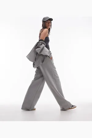 Topshop Grå joggingbukser med vide ben i scuba-materiale - Del af sæt