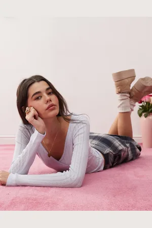 Miss Selfridge Lyseblå slå-om-top i pointelle-strik
