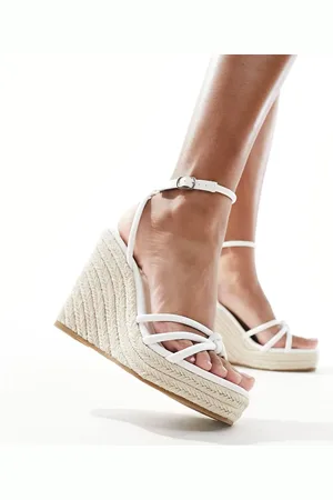 Glamorous Hvide espadrille-sandaler med kilehæl