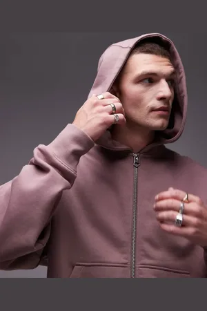 Topman Premium - oversized hættetrøje i kraftigt stof med lynlås-Neutral
