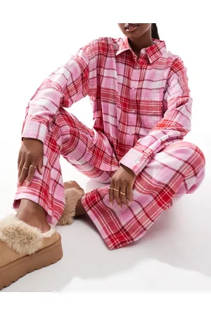 Cotton On Cotton On - Pink og røde afslappede pyjamasbukser med tern i flonel