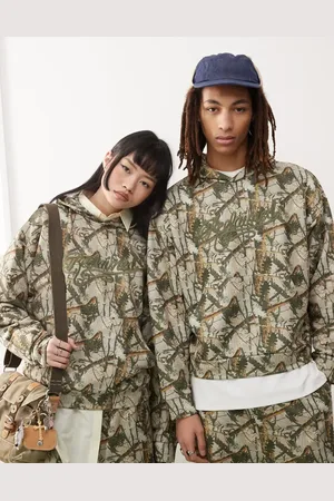 Reclaimed Unisex - Oversized hættetrøje med camouflage-print - Del af sæt-Grøn