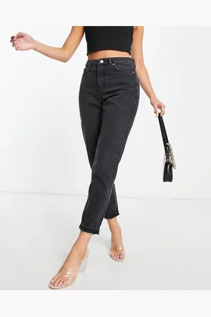 Topshop Original Mom-jeans i forvasket sort