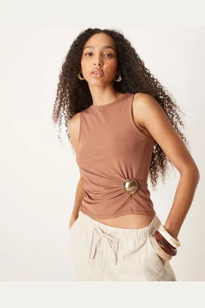 ASOS Blød chokoladebrun tanktop i bomuld med metaldetalje
