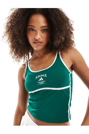 adidas Adidas - Training Heritage - Mørkegrøn tanktop med integreret sports-BH med lav støtte og hvide kontrastdetaljer