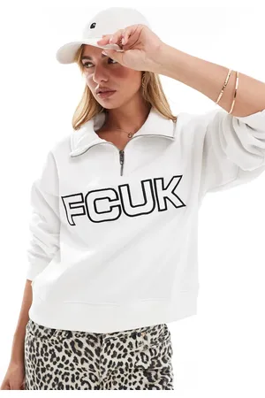 French Connection FCUK - sweatshirt med logo og lynlås i halsen
