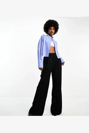 ASOS ASOS DESIGN Tall - Sorte bukser med vide ben og lige front