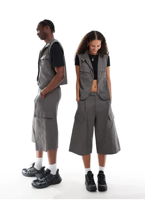Reclaimed Skræddersyede unisex-shorts i longline-længde - Del af sæt-Grå