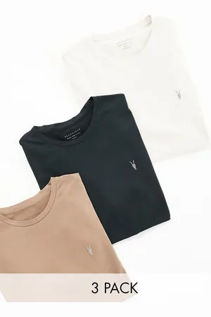 AllSaints Brace - Pakke med 3 T-shirts i børstet bomuld i forskellige farver-Multifarvet