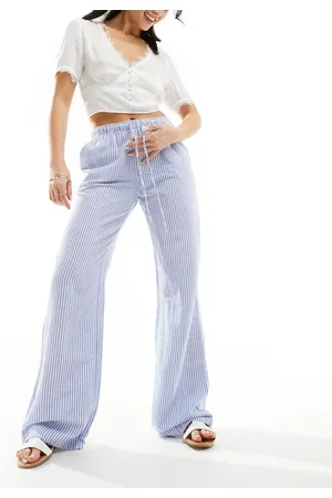 Stradivarius STR - -stribede pull-on-bukser i hørlook