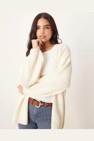 ASOS Cremehvid åben cardigan i tekstureret strik