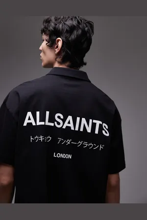 AllSaints Underground - Sort polo med korte ærmer