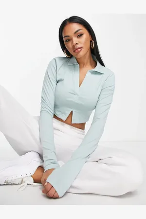 Reebok Cropped langærmet polotop i pastelblå
