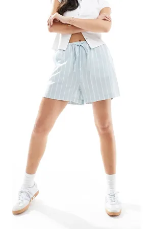 ASOS Pull-on-shorts med blå striber i hør-Multifarvet