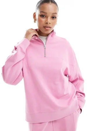 ASOS Lyserød sweatshirt med halv lynlås - Del af sæt