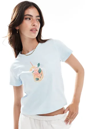Miss Selfridge Baby-t-shirt i sommerstil med cocktail-grafik-Blå