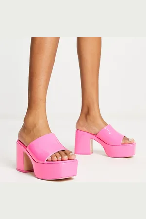 Public Desire Ariel - Plateau-mules i varm pink lak - Kun hos ASOS-Lyserød
