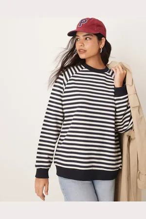ASOS Oversized ribstrikket sweatshirt med lange ærmer og striber