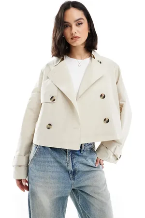 VERO MODA Beige cropped trenchcoat i let stof-Neutral
