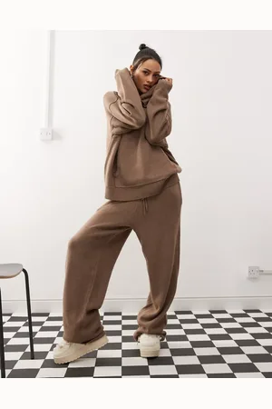 COLLUSION Brune oversized joggingbukser i strik - Del af sæt-Grå
