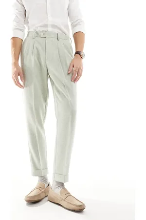 ASOS Elegante chinos med tapered pasform i støvet grønt stof med tekstur
