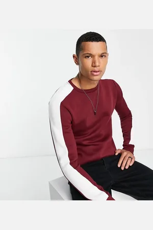 Le Breve Tall - Sweatshirt med paneler i -Rød