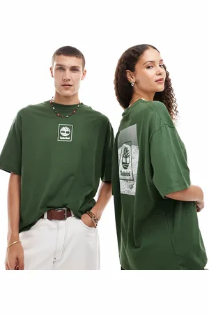 Timberland Oversized mørkegrøn T-shirt med grafisk bjergprint - Kun hos ASOS