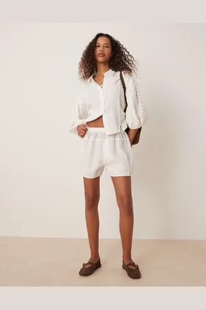 Free People Full Bloom - Elfenbenshvide shorts i hulstrik - Del af sæt