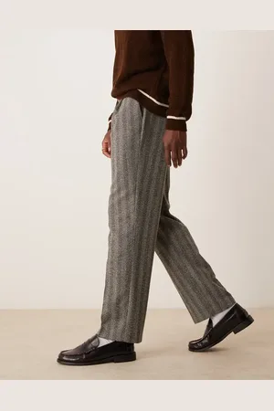 ASOS Grå og elegante bukser med lige ben og plisseringer fortil i tekstureret stof